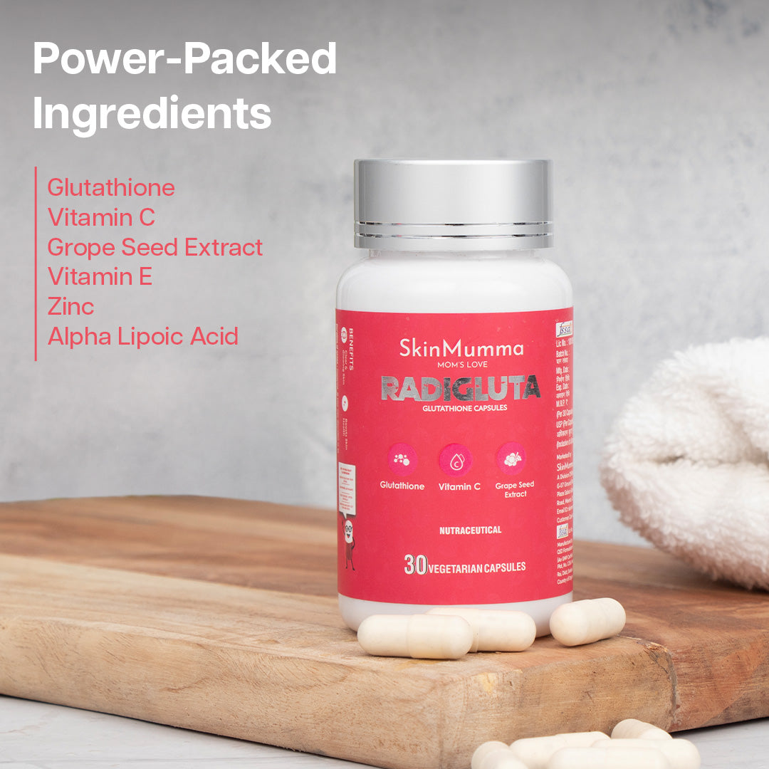 Buy Glutathione Capsule RadiGluta 500mg | SkinMumma Buy Glutathione Capsule RadiGluta 500mg | SkinMumma