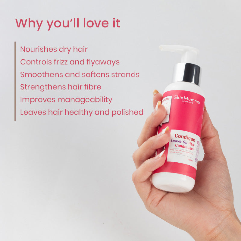Leave-On Hair Conditioner for Women for Deep Nourishment, Frizz Control & Hair Smoothening | Condique Leave On Hair Conditioner by SkinMumma