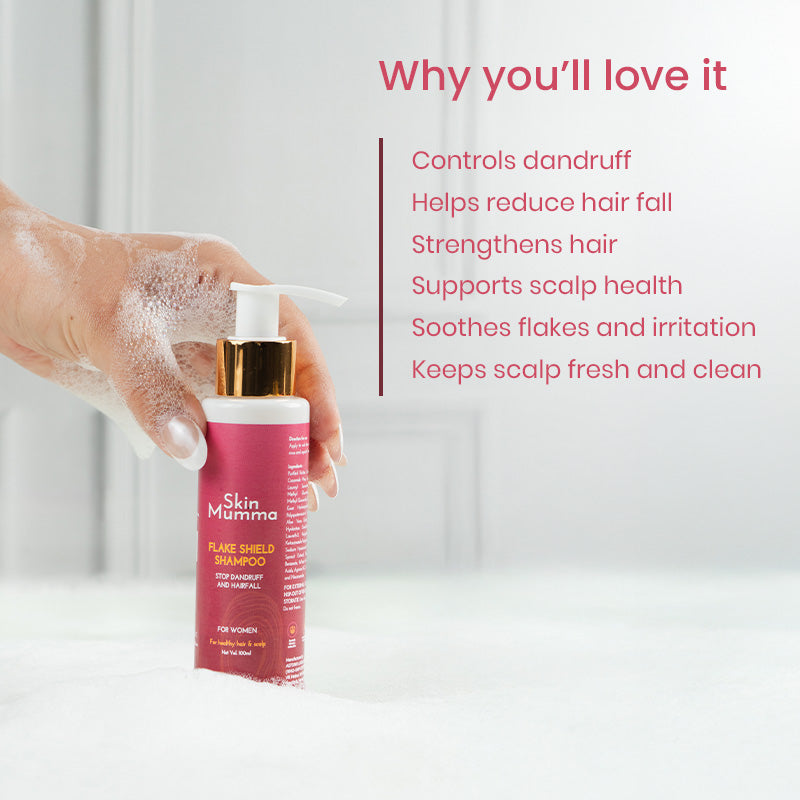 Daily Use Anti-Dandruff Shampoo for Women with Hairfall Control | Flake Shield Shampoo by SkinMumma