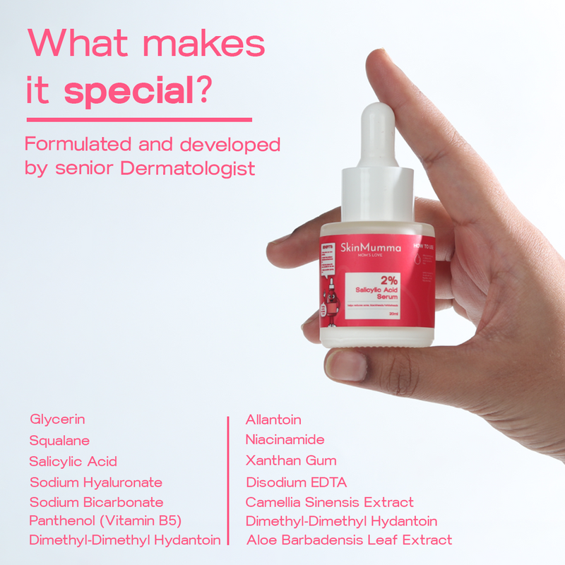 Salicylic Acid Serum for reducing acne and Unclogging pores by SkinMumma